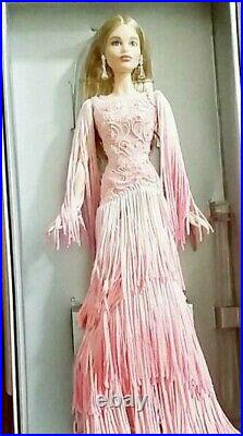 Barbie Figuer Doll Fan club Platinum Label Collection Blush Fringed Gown with box