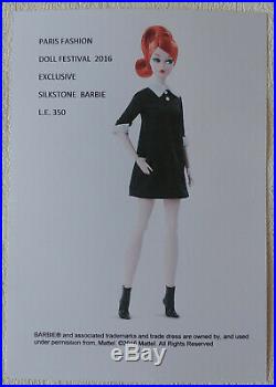 Barbie silkstone classic black dress Paris Festival 2016 NRFB! Platinum label