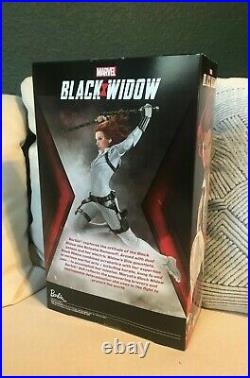 NEW Black Widow Barbie Doll Marvel Studios, White Suit Platinum Label