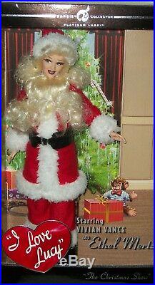 Santa Ethel Mertz Vivian Vance Platinum Label Barbie Collectible Rare Xmas Gift