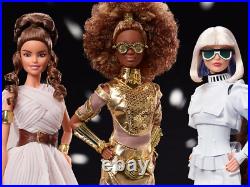 Star Wars C-3PO Stormtrooper, Rey X Barbie Gold Label Dolls Set 3 Factory Sealed