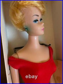 Vintage 1962 Barbie No. 850 Platinum Bubble Cut Red Swimsuit In Box